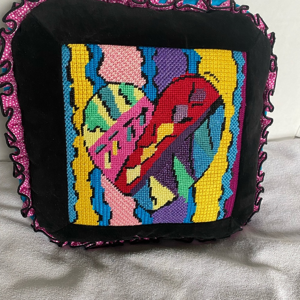 Throw pillow 12” embroidery Home Decor cushion/pillow colorful heart no tags